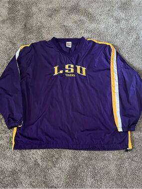 Vintage LSU Tigers Red Oaks Purple And Gold Men Size 2XL V-Neck Pullover